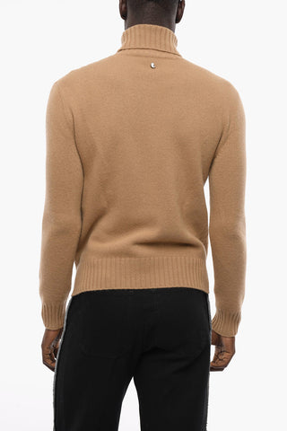 Turtleneck Wool Sweater with Paisley Inlay