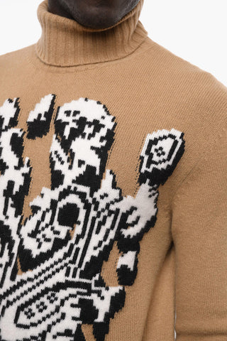 Maglia a Collo Alto in Lana con Intersio Paisley