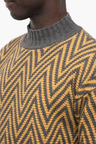 Two-Tone Chevron-Motif VINCENZO Turtleneck Sweater