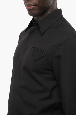 Hidden Buttoning Wool Shirt with Breast-pocket