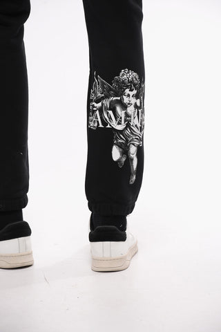 Joggers in Cotone con Stampa Cherubino a Contrasto