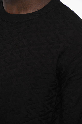 Crew Neck Jacquard Cotton Blend Sweater