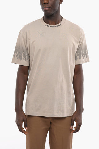 Solid Color Crew-neck T-Shirt with Embossed Logo