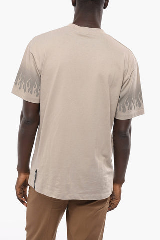 Solid Color Crew-neck T-Shirt with Embossed Logo