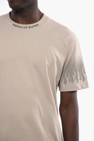 Solid Color Crew-neck T-Shirt with Embossed Logo