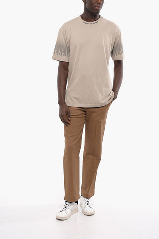 Solid Color Crew-neck T-Shirt with Embossed Logo