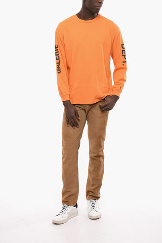T-Shirt Girocollo a Manica Lunga con Logo Stampato