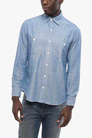 Solid Color Shirt with Double Breast Pocket