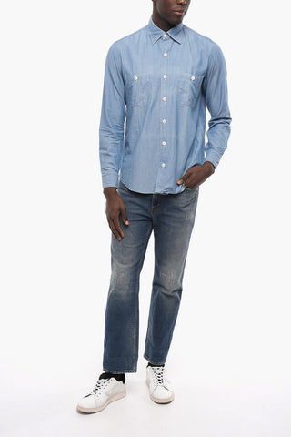 Solid Color Shirt with Double Breast Pocket