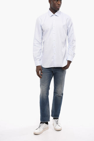 Poplin Cotton Shirt with Spread Collar