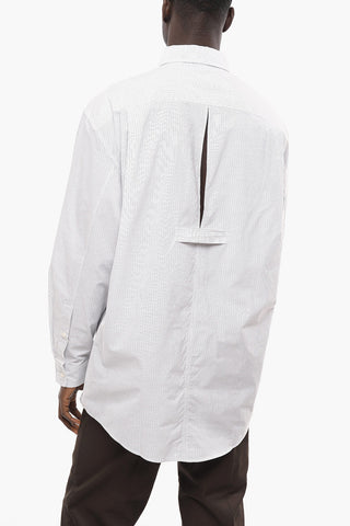 Pinstriped Cotton Shirt with Cut-out Detail