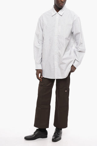 Pinstriped Cotton Shirt with Cut-out Detail