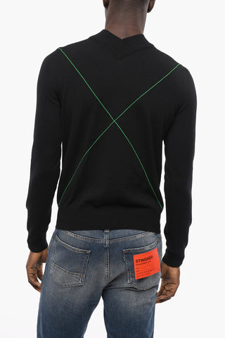 Maglia con Collo a V in Misto Lana Stretch