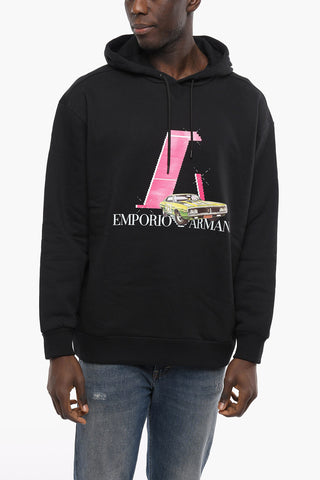 RACING Logoed Fleece Cotton Hoodie with Print