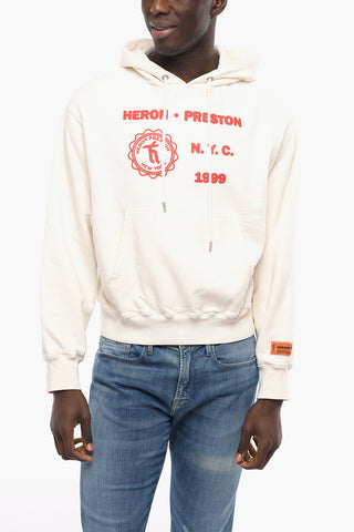 Dropped-shoulder Hoodie Sweatshirt with Lettering Print