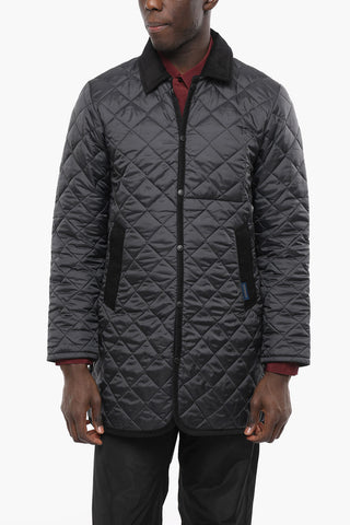 Quilted Jacket with Corduroy Shirt Collar