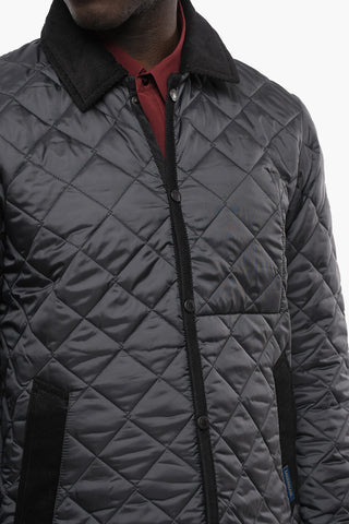Quilted Jacket with Corduroy Shirt Collar