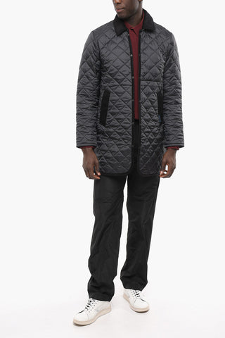 Quilted Jacket with Corduroy Shirt Collar