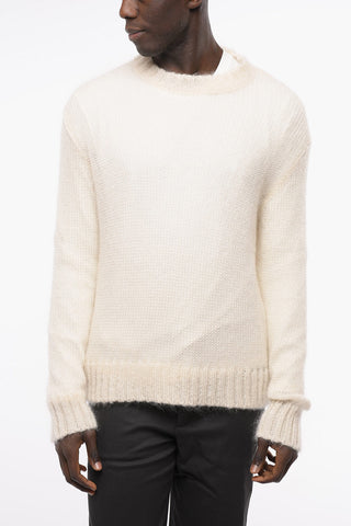 Crew Neck Mohair Blend Double-layered Pullover