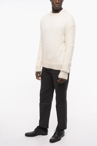 Crew Neck Mohair Blend Double-layered Pullover