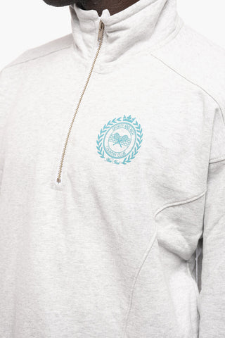 Solid Color Sweatshirt with Contrasting Print and Half Zip