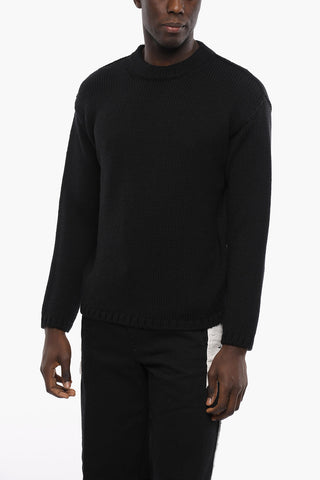 Solid Color Wool Crew-neck Sweater