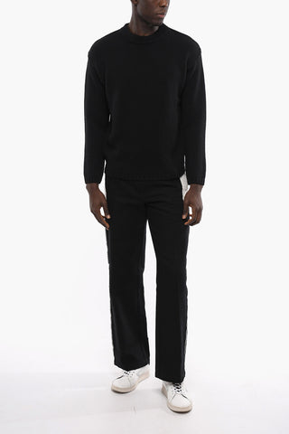 Solid Color Wool Crew-neck Sweater