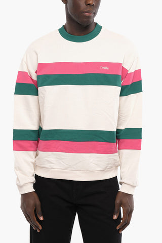 Striped Brushed Cotton Crew-neck Sweatshirt