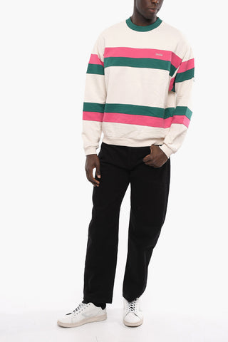 Striped Brushed Cotton Crew-neck Sweatshirt