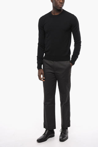 Stretchy Wool Sweater with Ribbed Hems