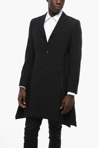 Cappotto Monopetto Destruttutato Con Dettagli Raw Cut
