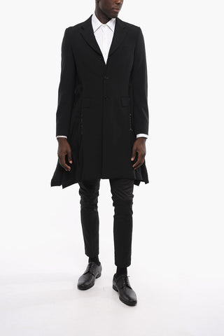 Cappotto Monopetto Destruttutato Con Dettagli Raw Cut