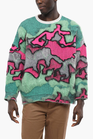 Multicolor Camouflage Pattern Mohair Blend Jumper