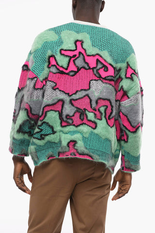 Multicolor Camouflage Pattern Mohair Blend Jumper