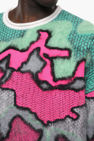 Multicolor Camouflage Pattern Mohair Blend Jumper