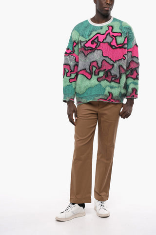 Multicolor Camouflage Pattern Mohair Blend Jumper