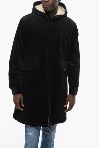 Corduroy Padded Parka with Shearling Lining