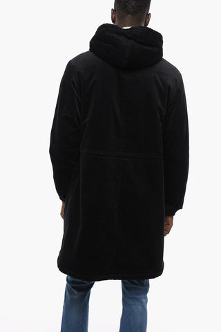 Corduroy Padded Parka with Shearling Lining