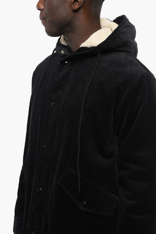 Corduroy Padded Parka with Shearling Lining