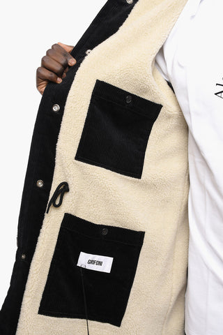 Corduroy Padded Parka with Shearling Lining