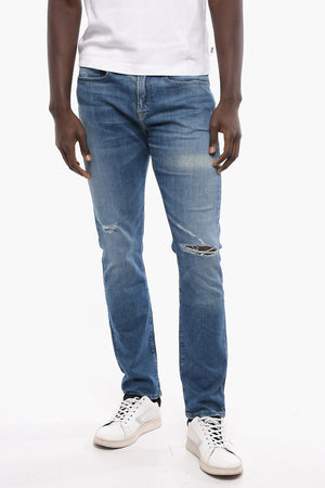 Jeans Slim Fit in Denim Stretch con Lavaggio Medio 16cm