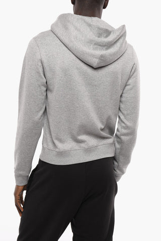 Felpa Hoodie in Cotone con Patch in Spugna