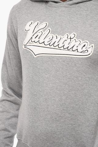 Felpa Hoodie in Cotone con Patch in Spugna