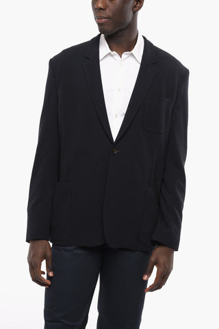 Unlined Single-Breasted Jacket with Patch Pockets