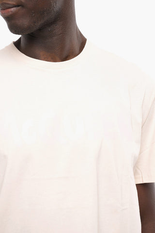 Crew Neck Cotton T-Shirt with Ton sur Ton Print