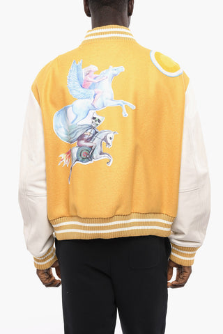 Bomber in Lana Vergine con Maniche in Pelle