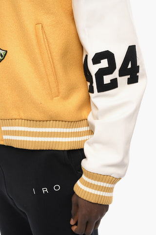 Bomber in Lana Vergine con Maniche in Pelle