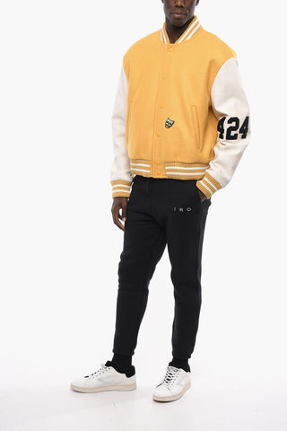 Bomber in Lana Vergine con Maniche in Pelle