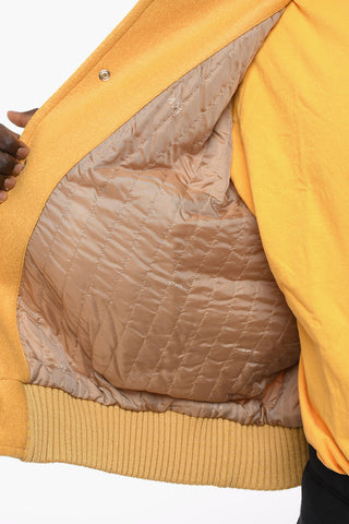 Bomber in Lana Vergine con Maniche in Pelle