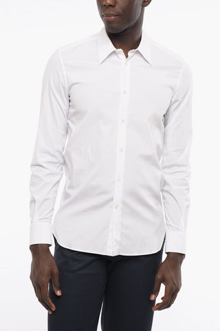 Camicia in Cotone di Popeline a Collo Francese